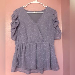 MAURICES Lavender Polka Dot/ Peplum Top/ SIZE M